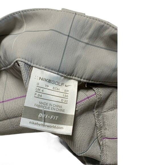 Nike Women Golf Dri-Fit under knee Pants Sz 4 Gray Plaid flat front - Picture 4 of 9